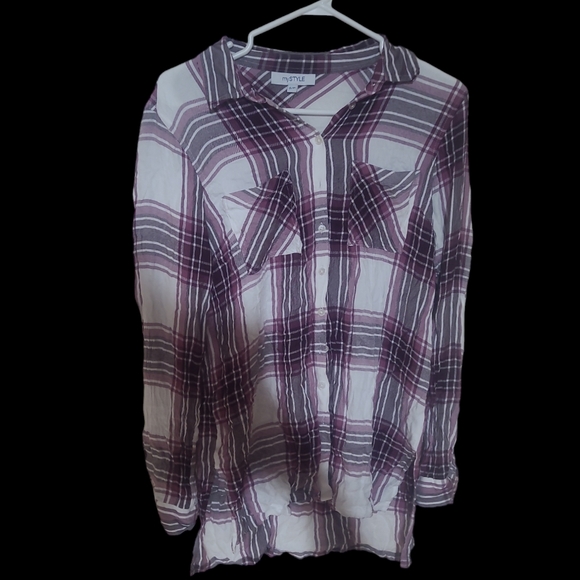 Mystyle plaid oversized long sleeve shirt - Picture 1 of 3